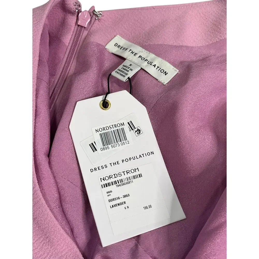 Dress The Population Livia Dress Womens Small Pink Midi Cap Sleeve Fit Flare